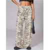 image:imageWomens Leopard Print Wide Leg Pants Patched Elastic Waist Casual Loose TrousersMulticolor Striped