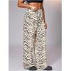 image:imageWomens Leopard Print Wide Leg Pants Patched Elastic Waist Casual Loose TrousersMulticolor Striped