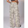 image:imageWomens Leopard Print Wide Leg Pants Patched Elastic Waist Casual Loose TrousersMulticolor Striped