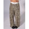 image:imageWomens Leopard Print Wide Leg Pants Patched Elastic Waist Casual Loose TrousersMulticolor Yellow