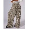 image:imageWomens Leopard Print Wide Leg Pants Patched Elastic Waist Casual Loose TrousersMulticolor Yellow