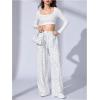image:imageWomens Leopard Print Wide Leg Pants Patched Elastic Waist Casual Loose TrousersWhite