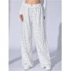 image:imageWomens Leopard Print Wide Leg Pants Patched Elastic Waist Casual Loose TrousersWhite