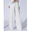 image:imageWomens Leopard Print Wide Leg Pants Patched Elastic Waist Casual Loose TrousersWhite