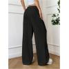 image:imageWomens Linen Pants Wide Leg Light Weight Drawstring Waist Swimsuit Cover Ups Beach PantsBlack