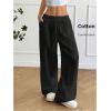 image:imageWomens Linen Pants Wide Leg Light Weight Drawstring Waist Swimsuit Cover Ups Beach PantsBlack