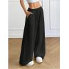 image:imageWomens Linen Pants Wide Leg Light Weight Drawstring Waist Swimsuit Cover Ups Beach PantsBlack