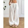 image:imageWomens Linen Pants Wide Leg Light Weight Drawstring Waist Swimsuit Cover Ups Beach PantsWhite