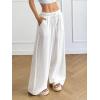 image:imageWomens Linen Pants Wide Leg Light Weight Drawstring Waist Swimsuit Cover Ups Beach PantsWhite