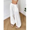 image:imageWomens Linen Pants Wide Leg Light Weight Drawstring Waist Swimsuit Cover Ups Beach PantsWhite