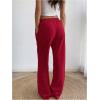 image:imageWomens Number Embroidery Sweatpants Wide Leg Pants Athletic Pants Casual Sports TrousersBurgundy
