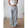 image:imageWomens Number Embroidery Sweatpants Wide Leg Pants Athletic Pants Casual Sports TrousersGrey