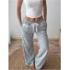 image:imageWomens Number Embroidery Sweatpants Wide Leg Pants Athletic Pants Casual Sports TrousersGrey