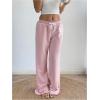 image:imageWomens Number Embroidery Sweatpants Wide Leg Pants Athletic Pants Casual Sports TrousersPink