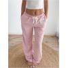 image:imageWomens Number Embroidery Sweatpants Wide Leg Pants Athletic Pants Casual Sports TrousersPink