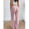 image:imageWomens Number Embroidery Sweatpants Wide Leg Pants Athletic Pants Casual Sports TrousersPink