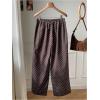 image:imageWomens Polka Dots Wide Leg Pants Drawstring High Waisted Baggy Pants Casual TrousersCoffee Brown