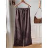 image:imageWomens Polka Dots Wide Leg Pants Drawstring High Waisted Baggy Pants Casual TrousersCoffee Brown