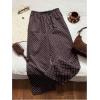 image:imageWomens Polka Dots Wide Leg Pants Drawstring High Waisted Baggy Pants Casual TrousersCoffee Brown