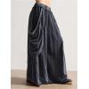 image:imageWomens Ruched Flowy Pants High Waisted Washed Baggy Pants Wide Leg Streetwear TrousersBlack