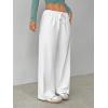 image:imageWomens Straight Leg Baggy Pants Drawstring Waist Casual Sweatpants Workout TrousersWhite