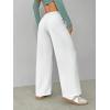 image:imageWomens Straight Leg Baggy Pants Drawstring Waist Casual Sweatpants Workout TrousersWhite