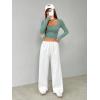 image:imageWomens Straight Leg Baggy Pants Drawstring Waist Casual Sweatpants Workout TrousersWhite