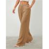 image:imageWomens Straight Wide Leg Linen Pants Drawstring High Waisted Casual Long Trousers with PocketsBrown