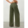 image:imageWomens Straight Wide Leg Linen Pants Drawstring High Waisted Casual Long Trousers with PocketsGreen