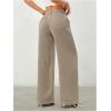 image:imageWomens Straight Wide Leg Linen Pants Drawstring High Waisted Casual Long Trousers with PocketsMix Grey