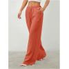 image:imageWomens Straight Wide Leg Linen Pants Drawstring High Waisted Casual Long Trousers with PocketsOrange