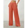 image:imageWomens Straight Wide Leg Linen Pants Drawstring High Waisted Casual Long Trousers with PocketsOrange