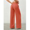 image:imageWomens Straight Wide Leg Linen Pants Drawstring High Waisted Casual Long Trousers with PocketsOrange