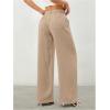 image:imageWomens Straight Wide Leg Linen Pants Drawstring High Waisted Casual Long Trousers with PocketsPure Khaki