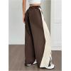 image:imageWomens Striped Side Streetwear Pants Wide Leg Button Front Casual TrousersMulticolor