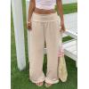 image:imageWomens Wide Leg Linen Pants Low Rise Foldover Casual Lounge Pants Vacation TrousersLight Apricot