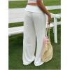 image:imageWomens Wide Leg Linen Pants Low Rise Foldover Casual Lounge Pants Vacation TrousersWhite