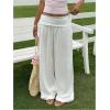 image:imageWomens Wide Leg Linen Pants Low Rise Foldover Casual Lounge Pants Vacation TrousersWhite
