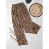 image:imageWomens Y2K Cheetah Wide Leg Pants Elastic Waist Long Corduroy Trousers with PocketsKhaki