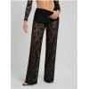 image:imageWomens Y2K Floral Lace See Through Pants Sheer Straight Leg Long Pants Club WearBlack