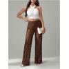 image:imageWomens Y2K Floral Lace See Through Pants Sheer Straight Leg Long Pants Club WearBrown