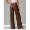 image:imageWomens Y2K Floral Lace See Through Pants Sheer Straight Leg Long Pants Club WearBrown