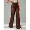 image:imageWomens Y2K Floral Lace See Through Pants Sheer Straight Leg Long Pants Club WearBrown
