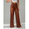 image:imageWomens Y2K Floral Lace See Through Pants Sheer Straight Leg Long Pants Club WearCoffee Brown