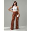 image:imageWomens Y2K Floral Lace See Through Pants Sheer Straight Leg Long Pants Club WearCoffee Brown