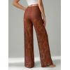 image:imageWomens Y2K Floral Lace See Through Pants Sheer Straight Leg Long Pants Club WearCoffee Brown