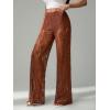 image:imageWomens Y2K Floral Lace See Through Pants Sheer Straight Leg Long Pants Club WearCoffee Brown
