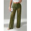 image:imageWomens Y2K Floral Lace See Through Pants Sheer Straight Leg Long Pants Club WearGreen