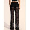 image:imageWomens Y2K Floral Lace See Through Pants Sheer Straight Leg Long Pants Club WearLace Black