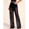 image:imageWomens Y2K Floral Lace See Through Pants Sheer Straight Leg Long Pants Club WearLace Black